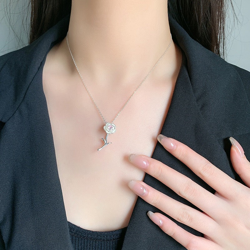 Rose Sterling Silver Necklace
