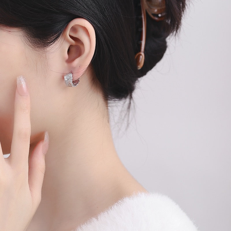 Vintage Feather Sterling Silver Earrings