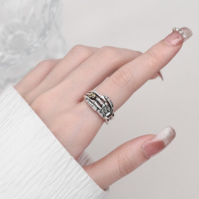 Skull Hand Sterling Silver Ring