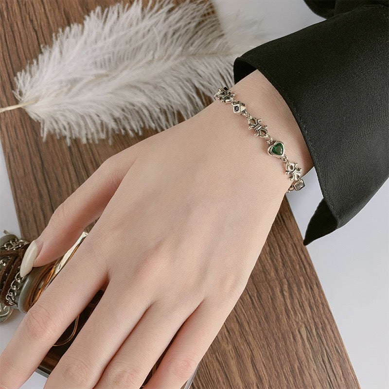 Vintage Heart Sterling Silver Bracelet