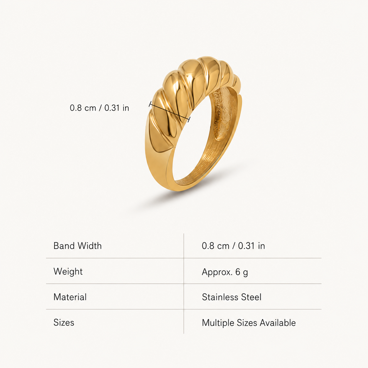 Croissant Dome Ring