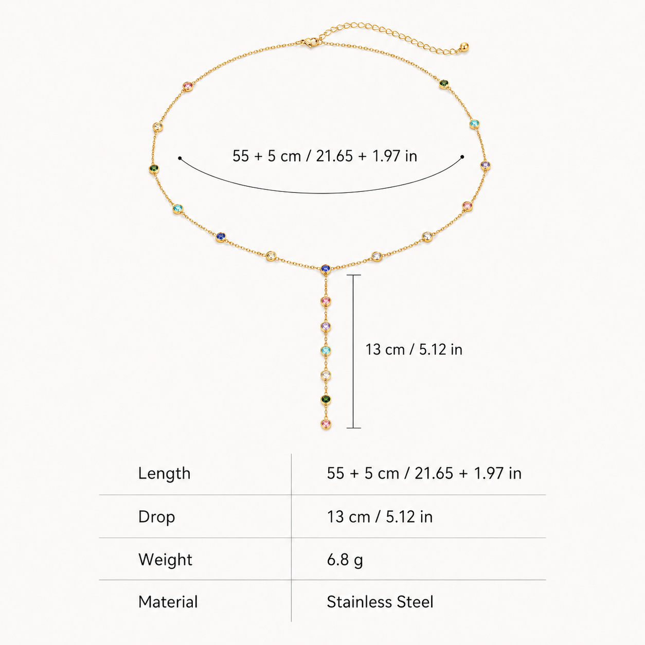 Aurora Crystal Lariat Necklace