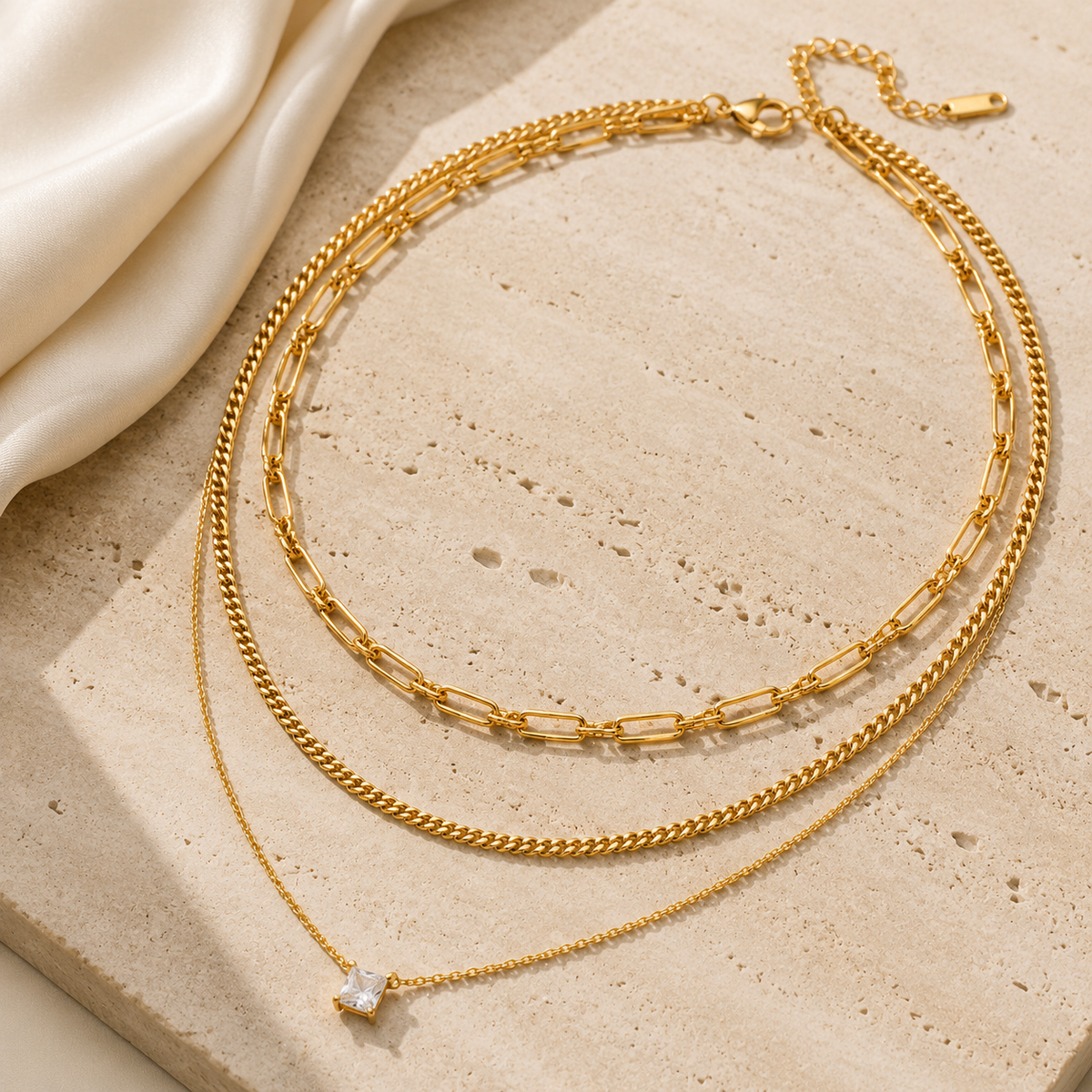 Celeste Layered Solitaire Necklace