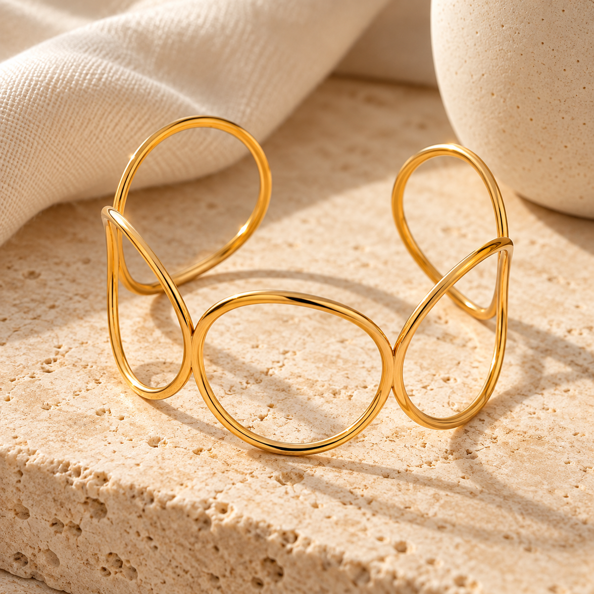 Golden Orbit Open Cuff Bracelet
