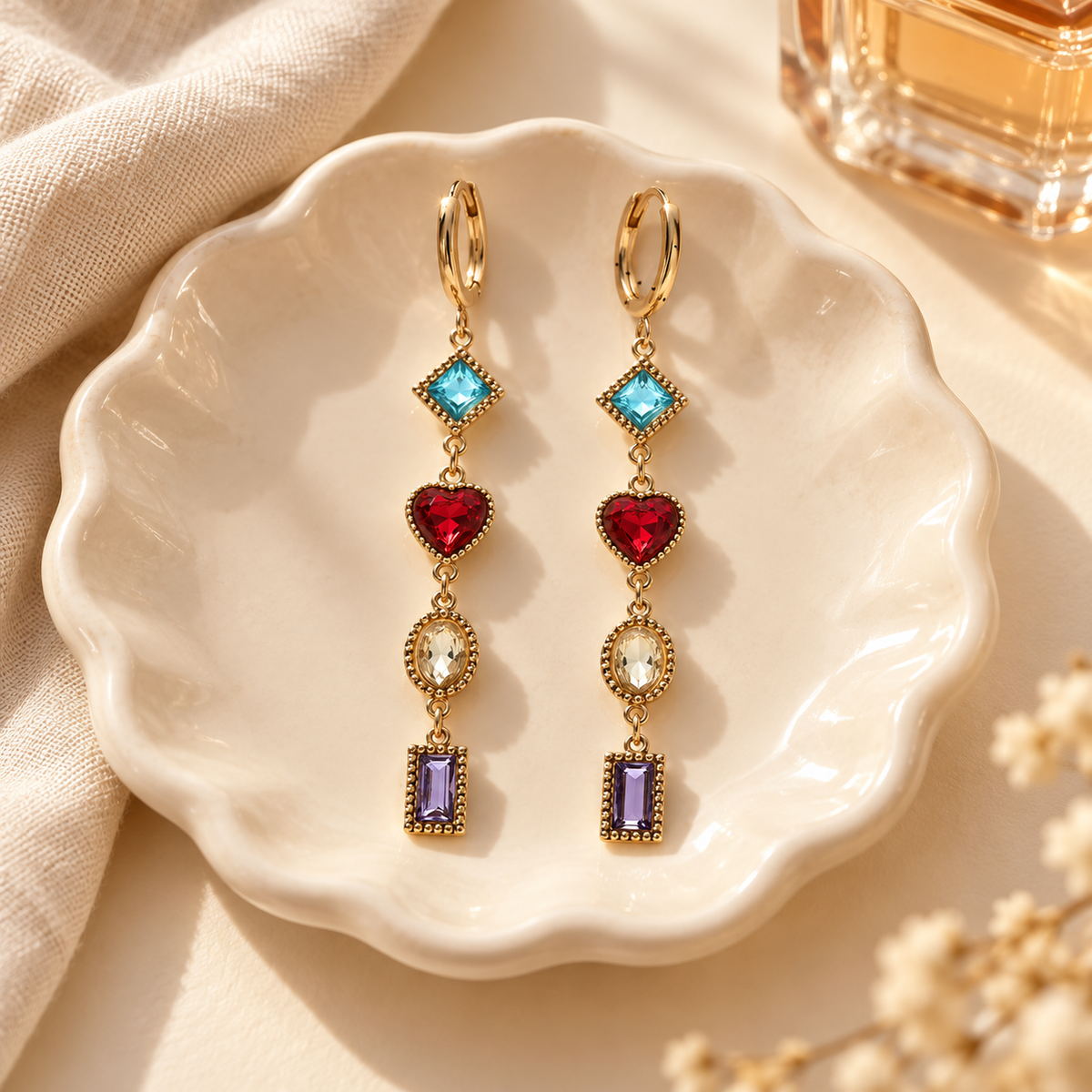 Multicolor Gemstone Drop Earrings