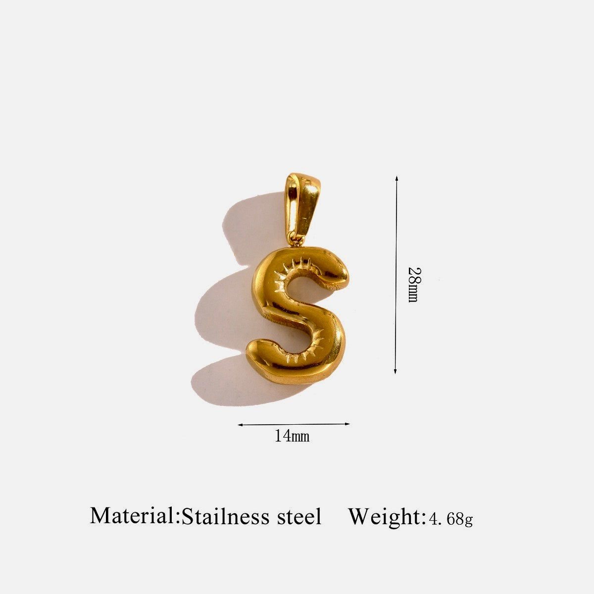 Gold Puffy Initial Charm