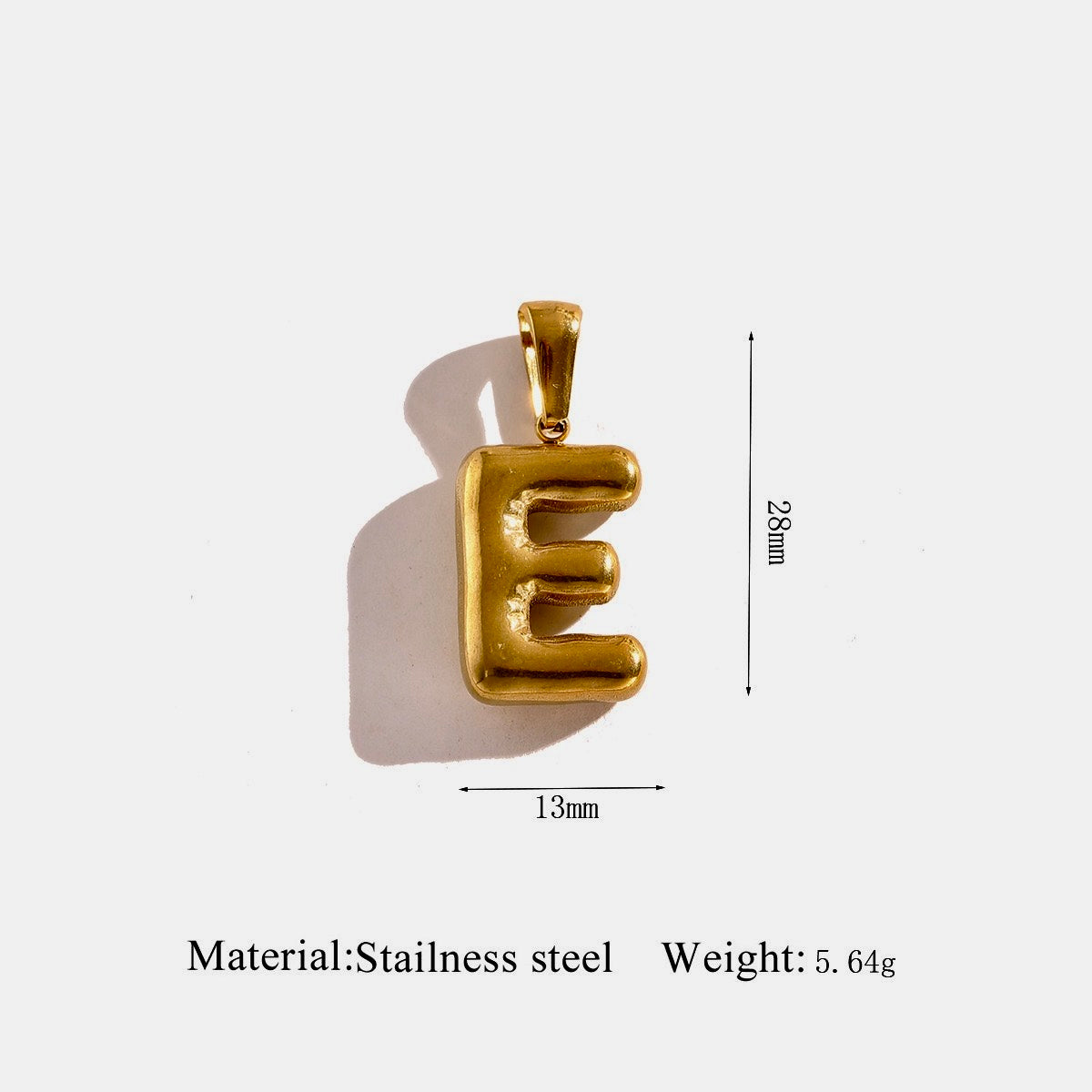 Gold Puffy Initial Charm