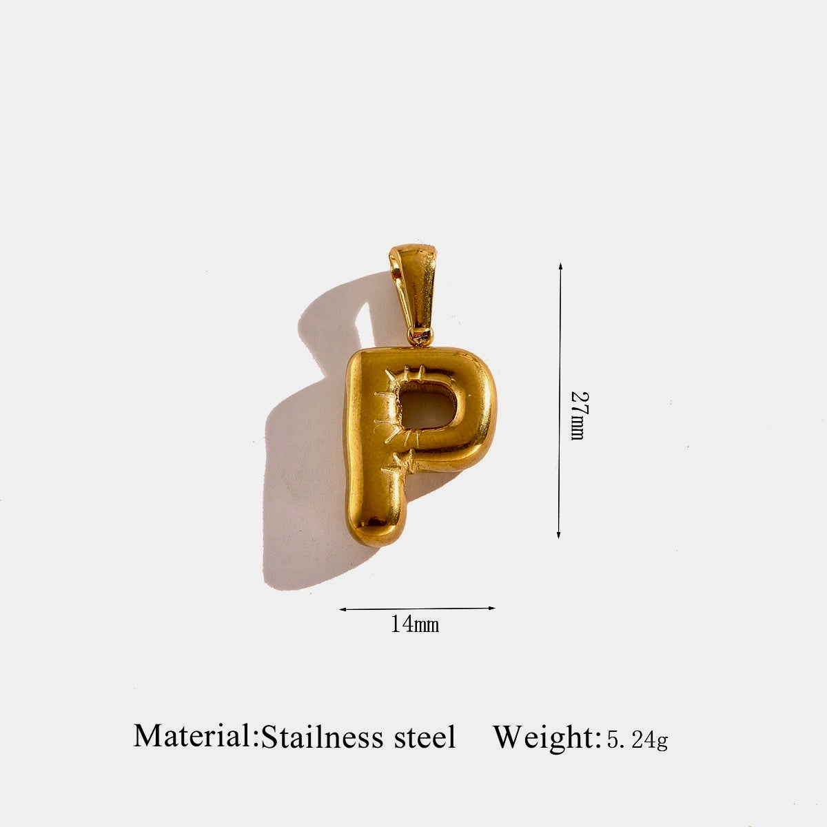 Gold Puffy Initial Charm