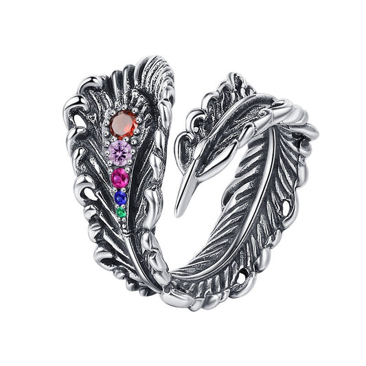 Peacock Feather Sterling Silver Ring