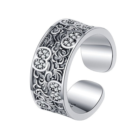 Traditional Grass Pattern Sterling Silver Ring