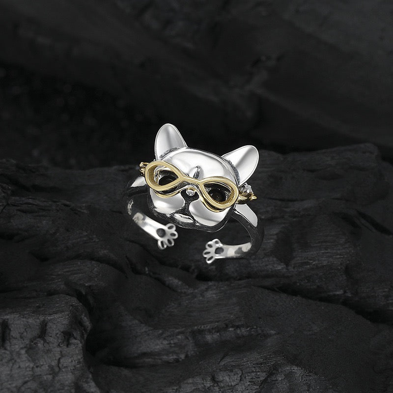 Small Puppy Sterling Silver Ring