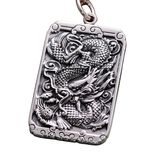 Dragon Spitting Pearl Sterling Silver Pendant