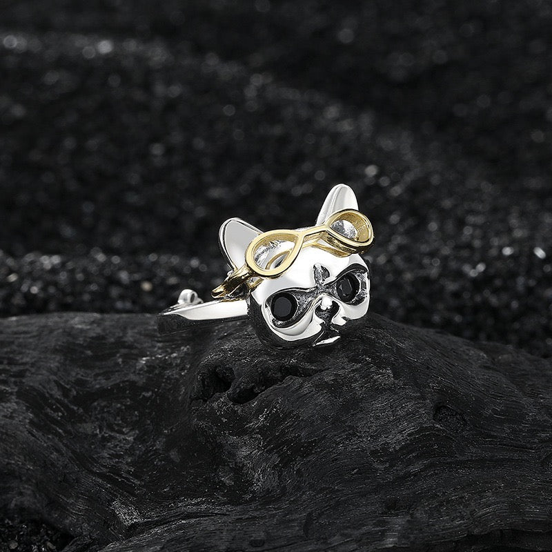 Small Puppy Sterling Silver Ring