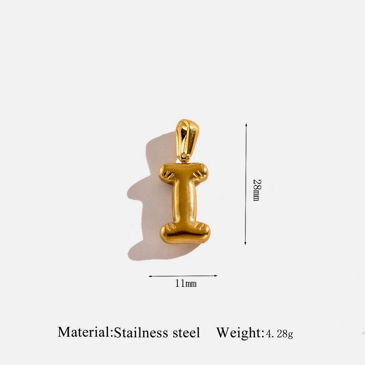 Gold Puffy Initial Charm