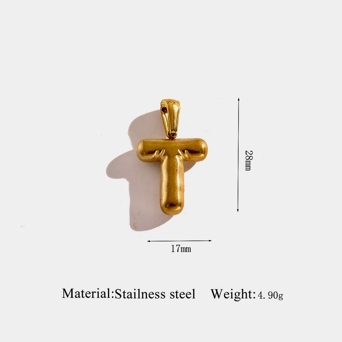 Gold Puffy Initial Charm