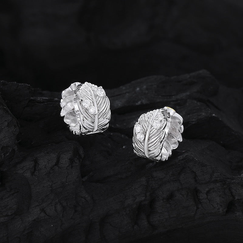 Vintage Feather Sterling Silver Earrings