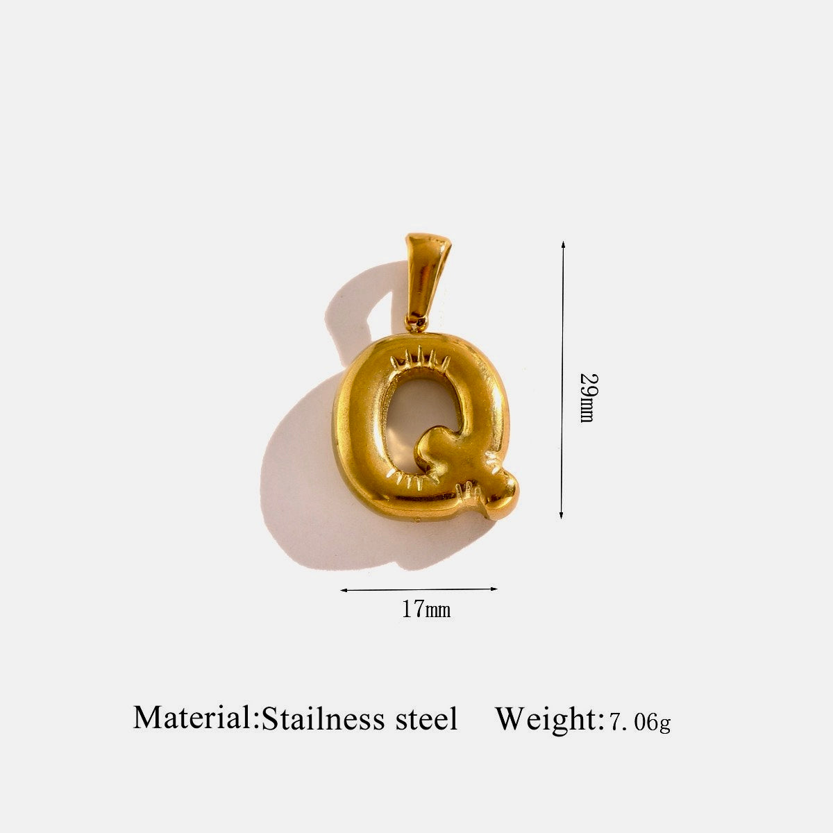 Gold Puffy Initial Charm