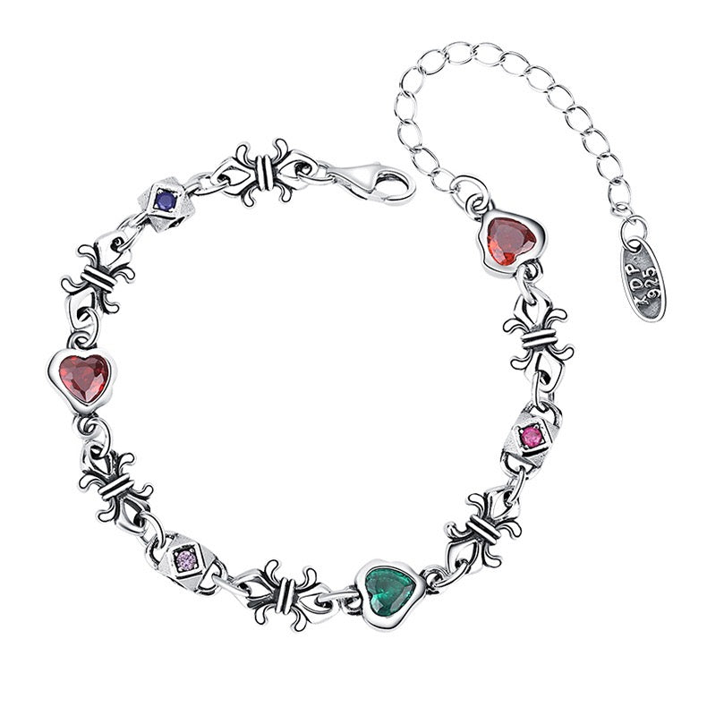 Vintage Heart Sterling Silver Bracelet