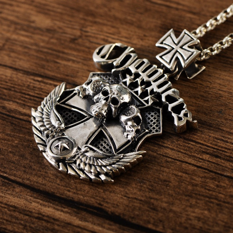 Skull Cross Sterling Silver Pendant