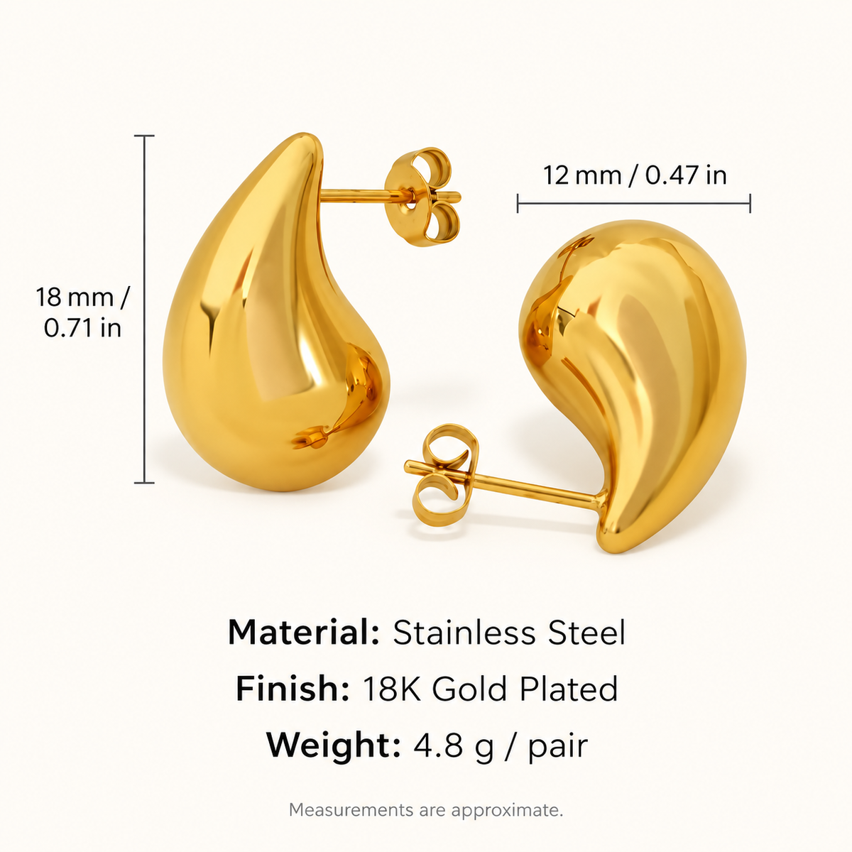 Sculpted Teardrop Stud Earrings