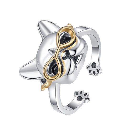 Small Puppy Sterling Silver Ring