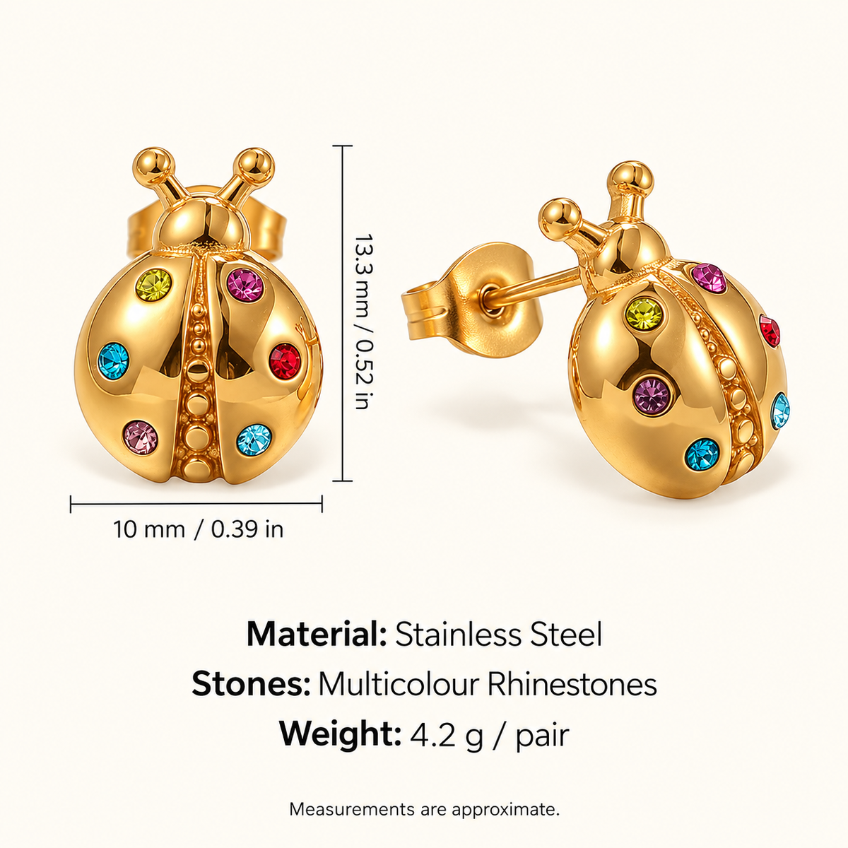 Lucky Ladybug Stud Earrings