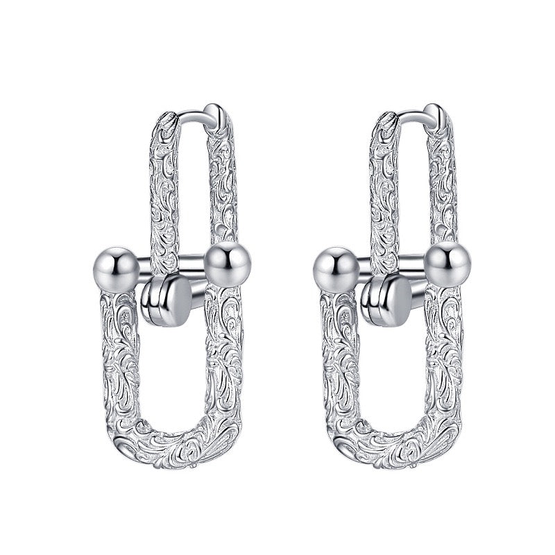 U Shape Classic Sterling Silver Earrings