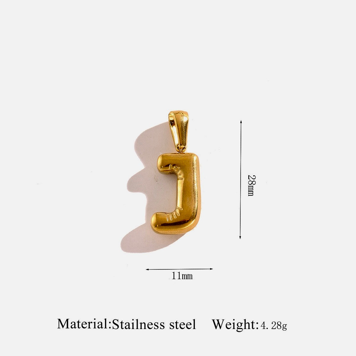 Gold Puffy Initial Charm