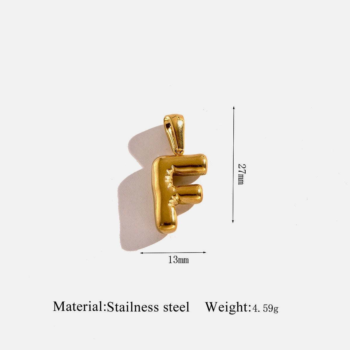 Gold Puffy Initial Charm