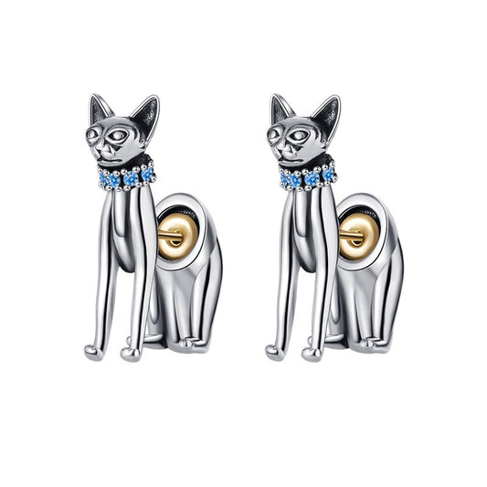 Vintage Cat Sterling Silver Earrings