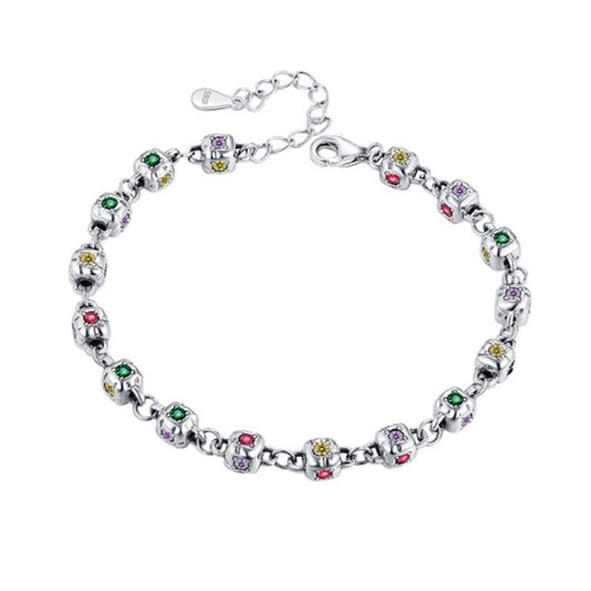 Rainbow Dice Sterling Silver Bracelet