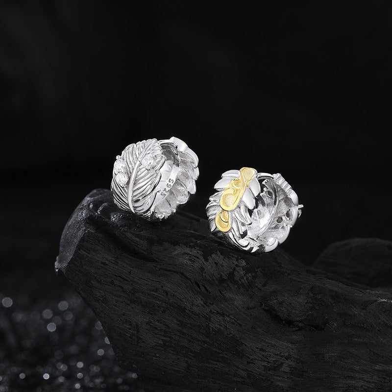 Vintage Feather Sterling Silver Earrings