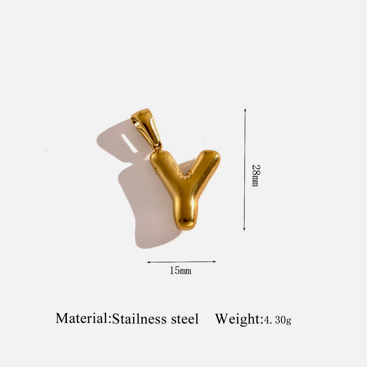 Gold Puffy Initial Charm