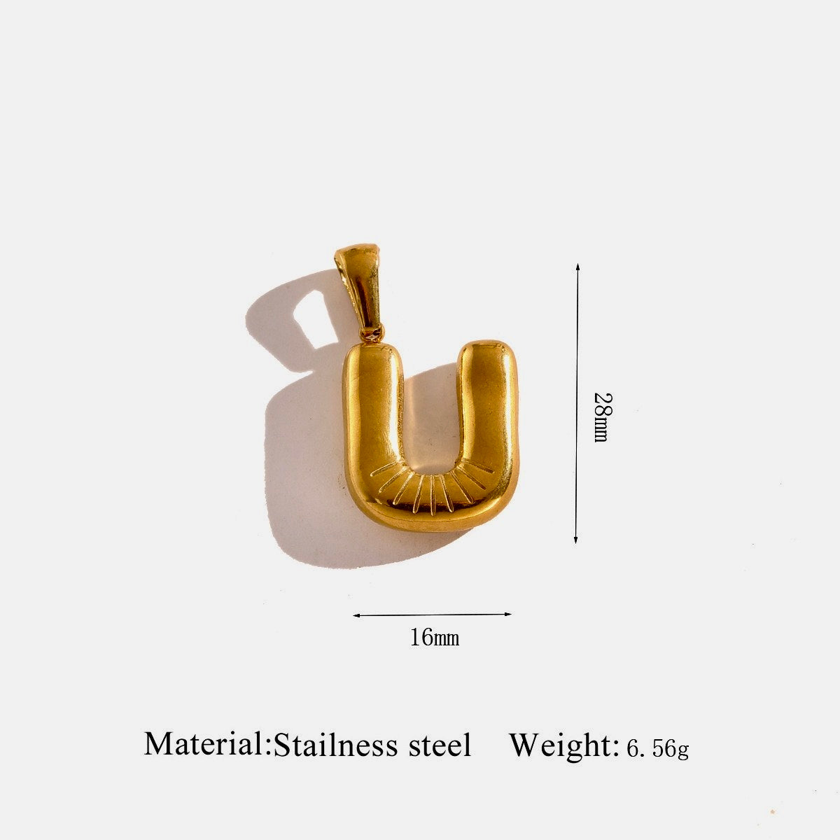 Gold Puffy Initial Charm