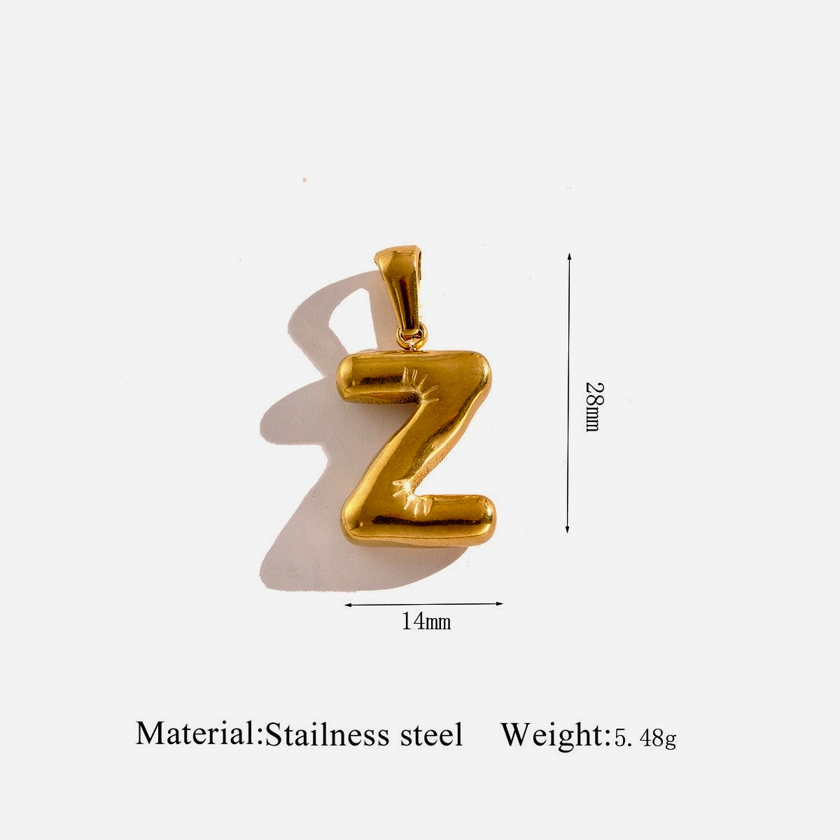 Gold Puffy Initial Charm