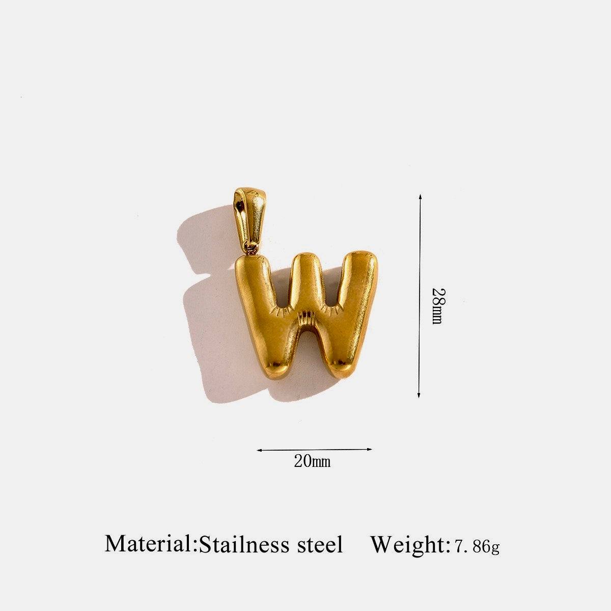 Gold Puffy Initial Charm