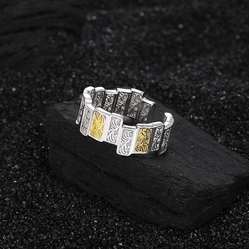 Grass Pattern Sterling Silver Ring