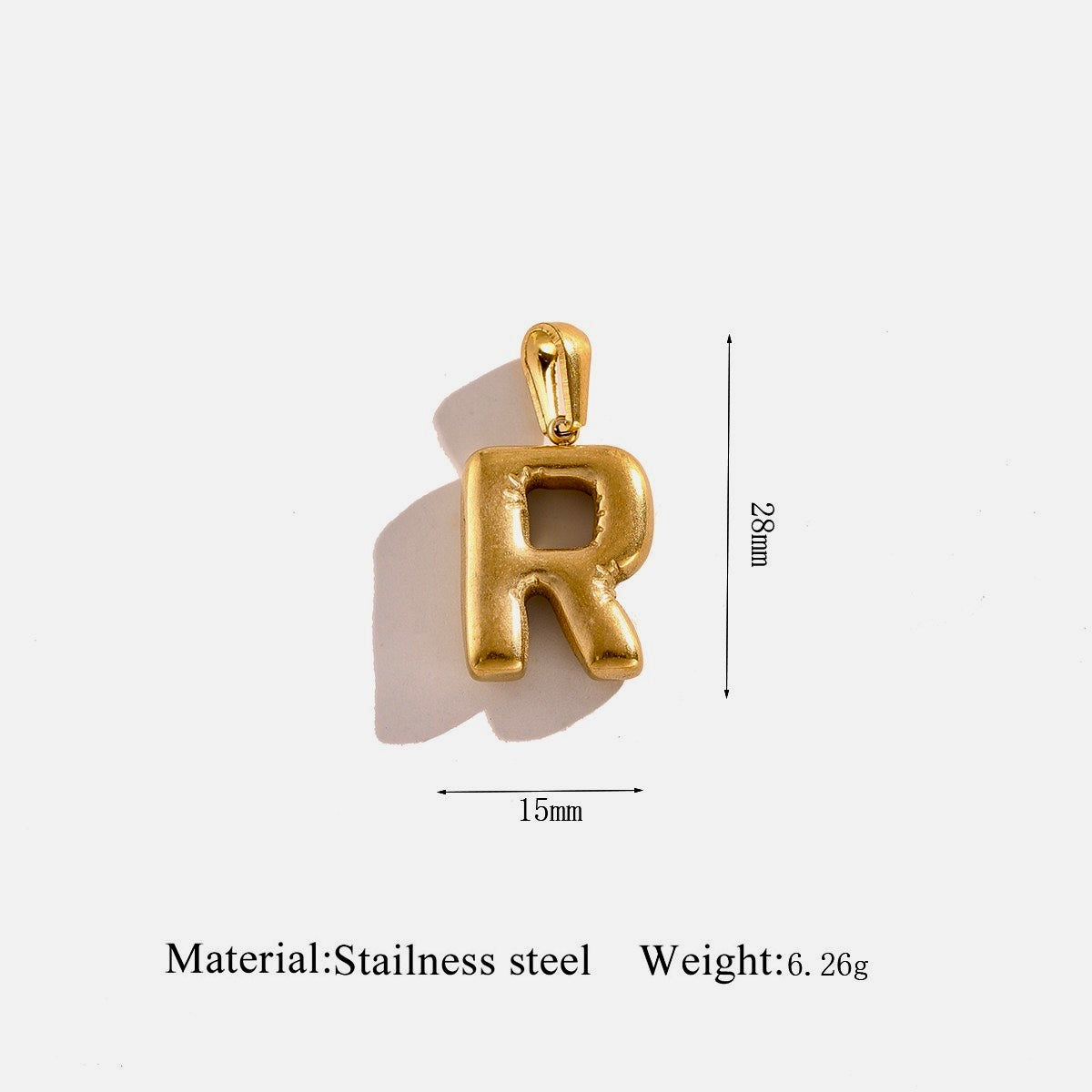Gold Puffy Initial Charm
