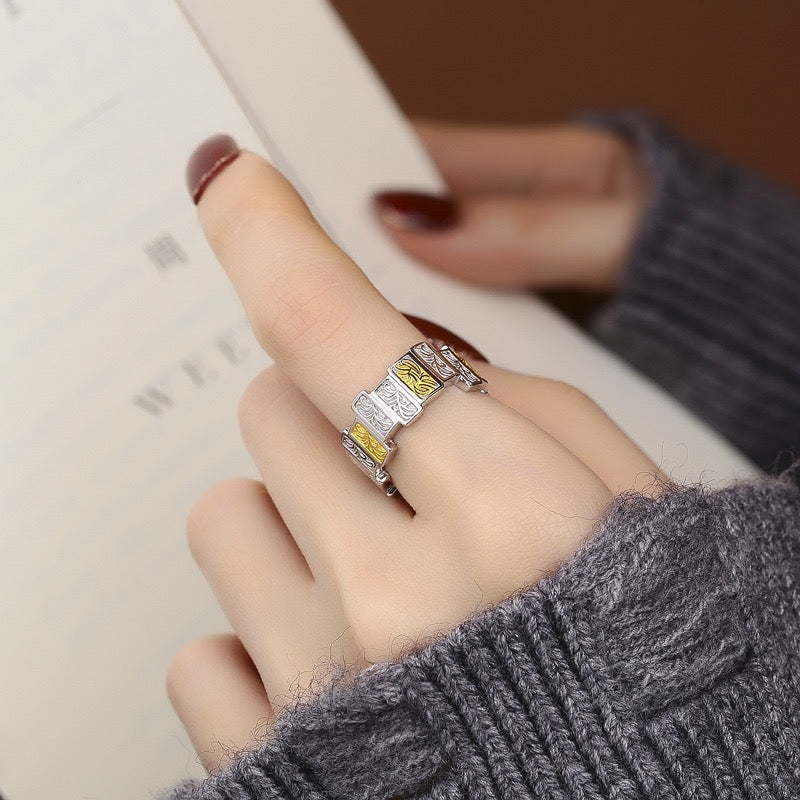Grass Pattern Sterling Silver Ring