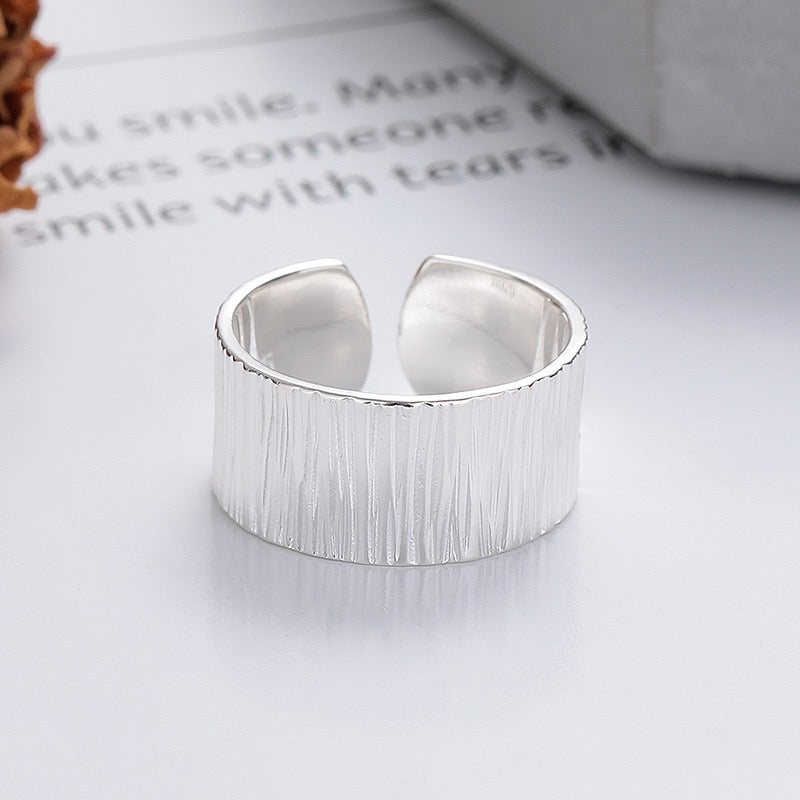 Brushed Minimalist Style sterling Silver Ring