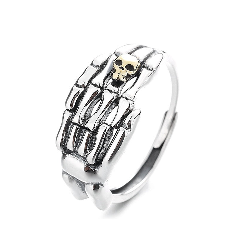 Skull Hand Sterling Silver Ring