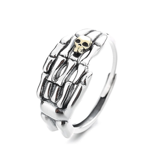 Skull Hand Sterling Silver Ring