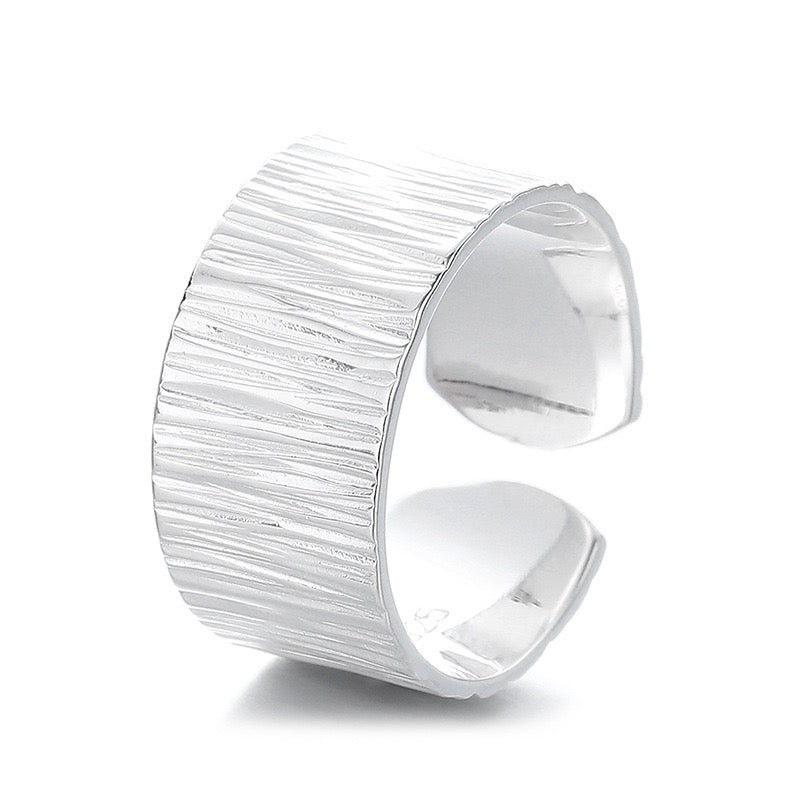 Brushed Minimalist Style sterling Silver Ring