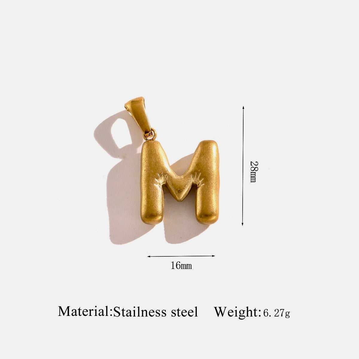 Gold Puffy Initial Charm