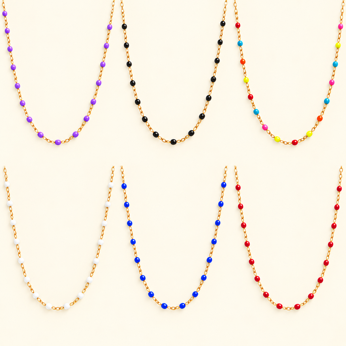 Color Bead Chain Necklace