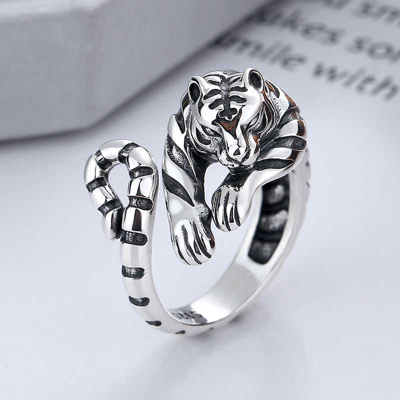 Tiger Sterling Silver Ring