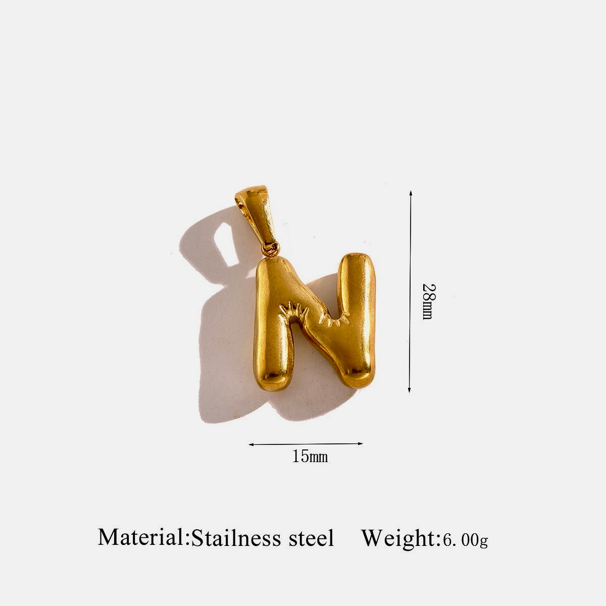 Gold Puffy Initial Charm