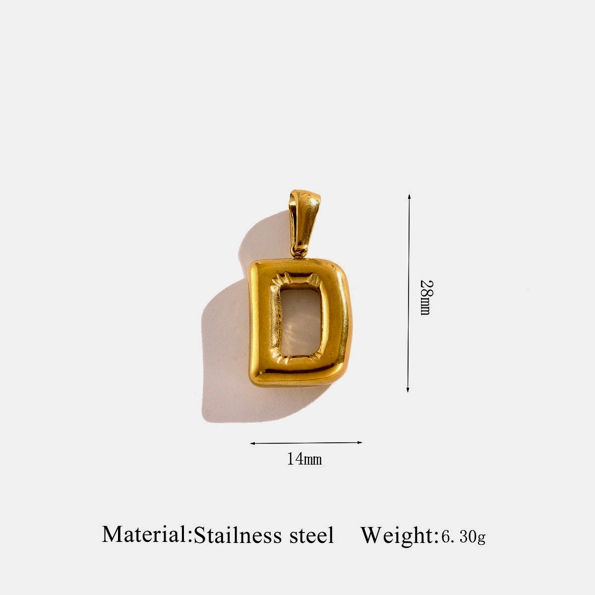 Gold Puffy Initial Charm