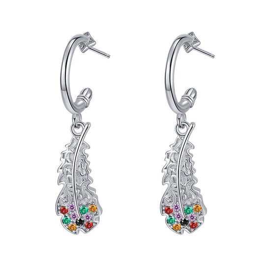 Colorful Feather Sterling Silver Earrings