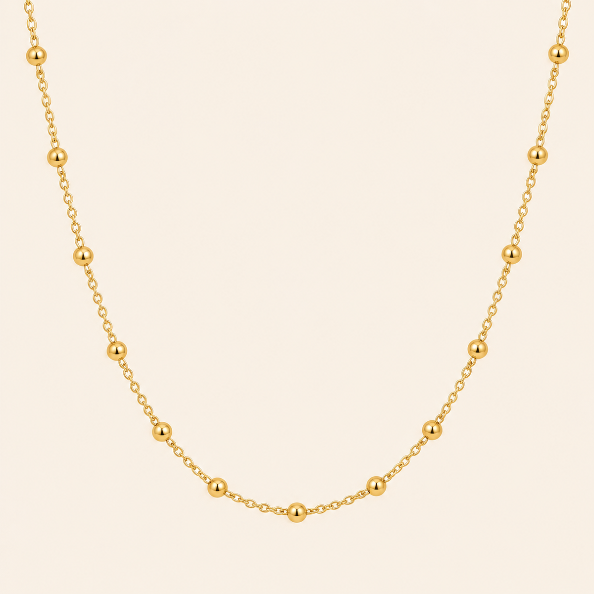 Gold Beaded Chain Necklace